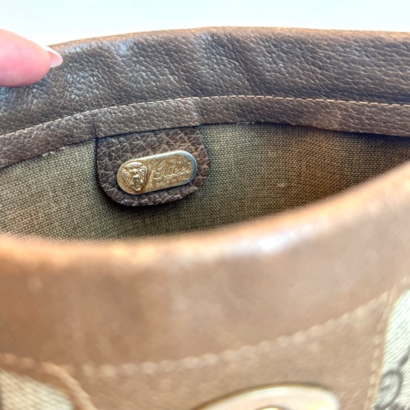 Gucci Vintage Crossbody Coated Canvas Shoulder Bag GG Monogram Leather Trim - Picture 13 of 17